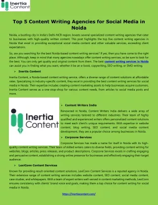 Content Writing Agencies for Social Media