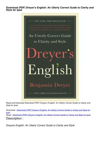 Download (PDF) Dreyer's English: An Utterly Correct Guide to Clarity and Style for ipad