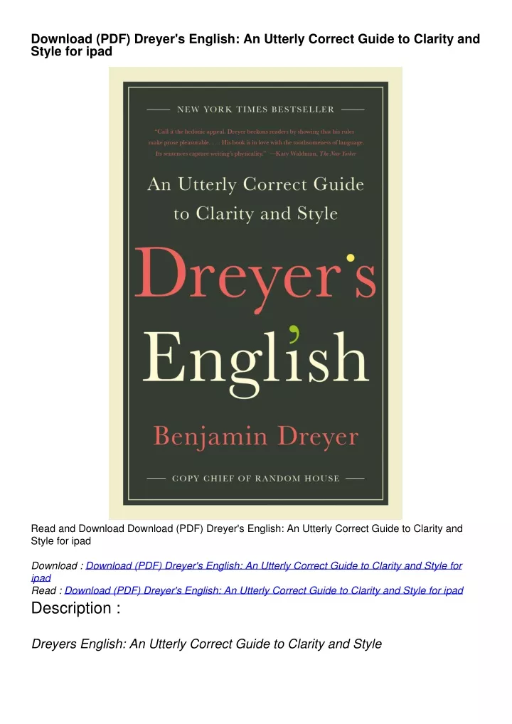 download pdf dreyer s english an utterly correct