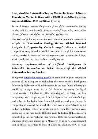 analysis of the automation testing market