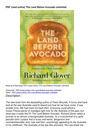 PDF (read online) The Land Before Avocado unlimited