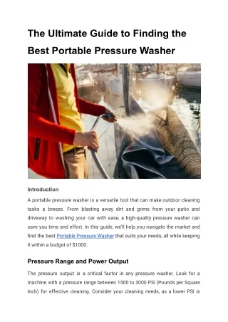 The Ultimate Guide to Finding the Best Portable Pressure Washer