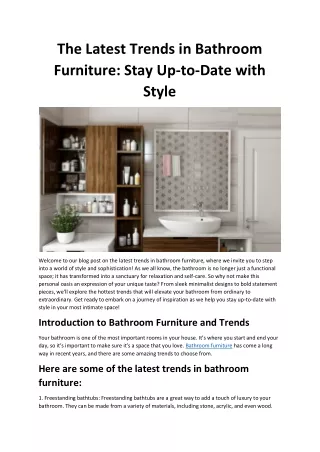 The Latest Trends in Bathroom Furniture
