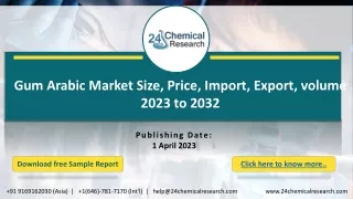 Gum Arabic Market Size, Price, Import, Export, volume 2023 to 2032