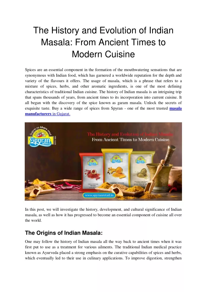 the history and evolution of indian masala from