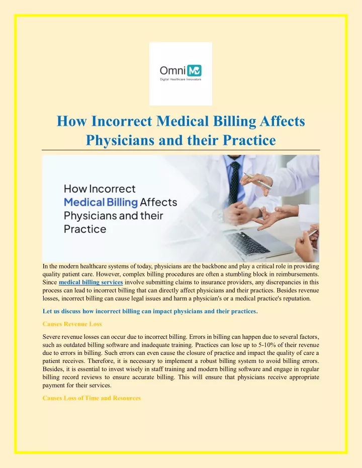 how incorrect medical billing affects physicians