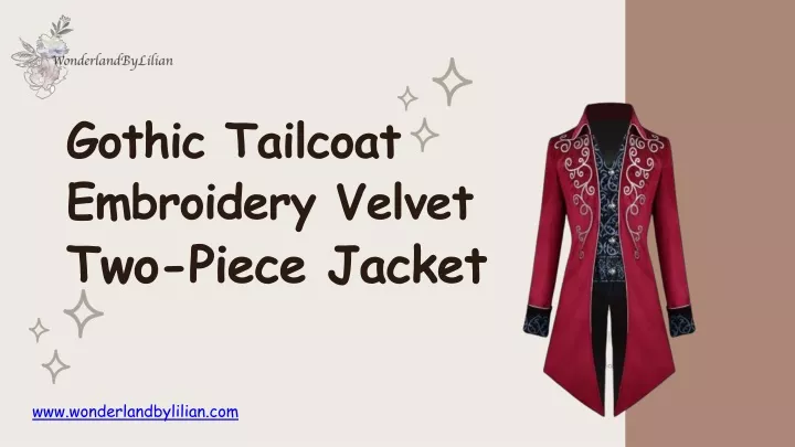 gothic tailcoat embroidery velvet two piece jacket