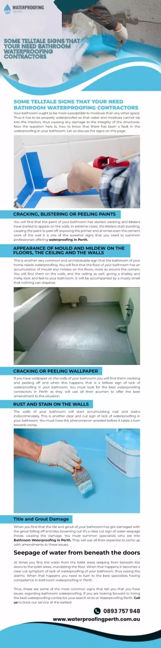 Some Telltale Signs That Your Need Bathroom Waterproofing Contractors