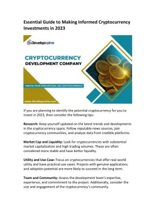 essential guide to making informed cryptocurrency