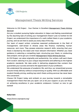 Management Thesis Writing Services