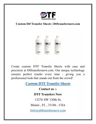 Custom Dtf Transfer Sheets  Dtftransfersnow