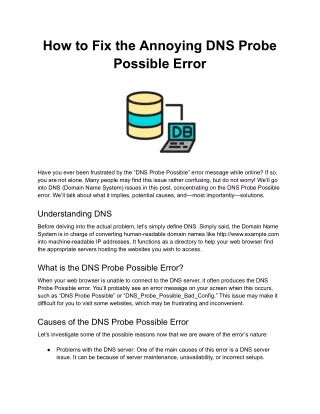 How to Fix the Annoying DNS Probe Possible Error
