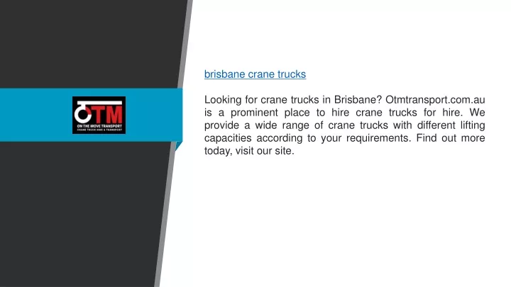 brisbane crane trucks looking for crane trucks