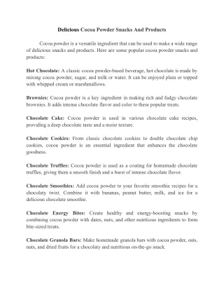 delicious cocoa powder snacks and products