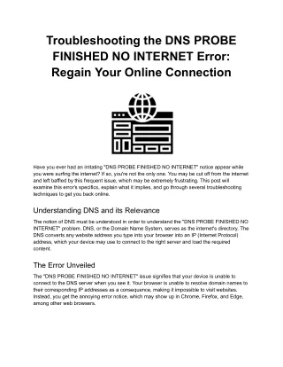 Troubleshooting the DNS PROBE FINISHED NO INTERNET Error_ Regain Your Online Connection