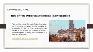 Hire Private Driver In Switzerland  Driveguard.ch