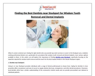 Finding the Best Dentists near Stockport for Wisdom Tooth Removal