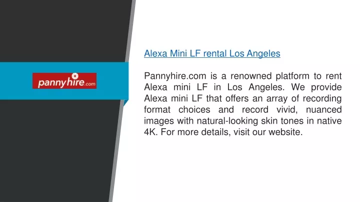 alexa mini lf rental los angeles pannyhire