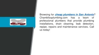 Cheap Plumbers In San Antonio Chamblissplumbing.com