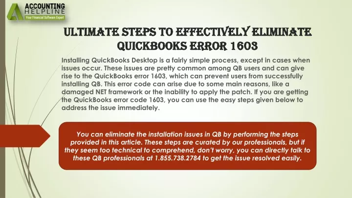ultimate steps to effectively eliminate quickbooks error 1603