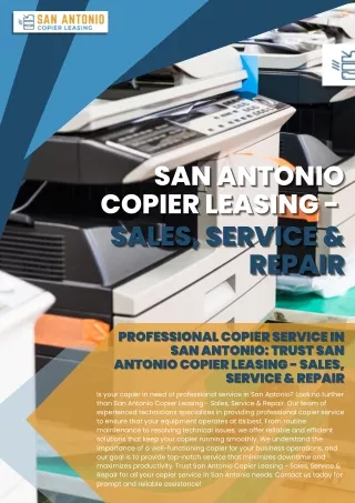 Professional Copier Service in San Antonio: Trust San Antonio Copier Leasing