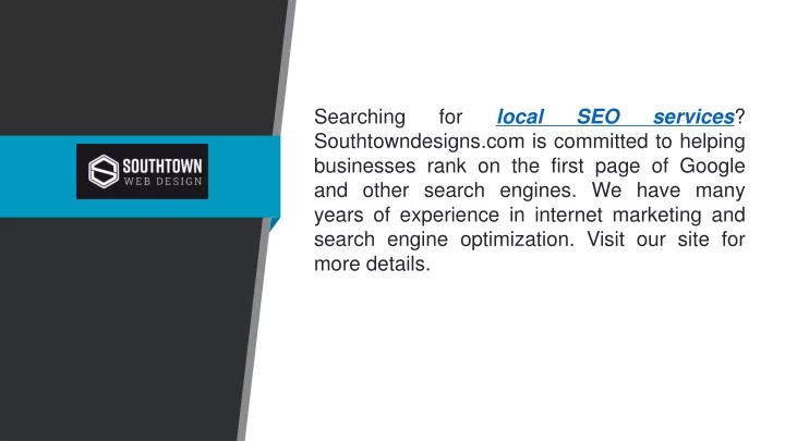 searching for local seo services southtowndesigns