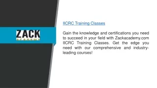 Iicrc Training Classes  Zackacademy.com