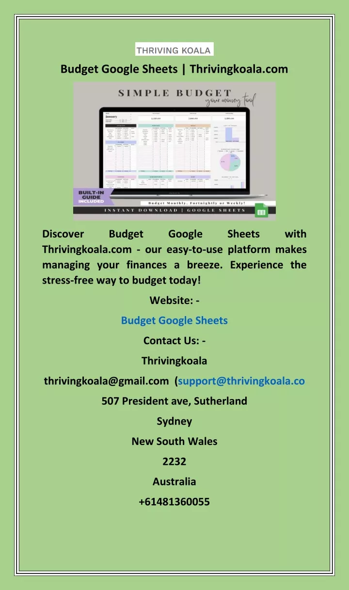 budget google sheets thrivingkoala com