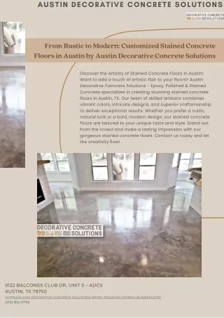 From Rustic to Modern: Customized Stained Concrete Floors in Austin by Austin De