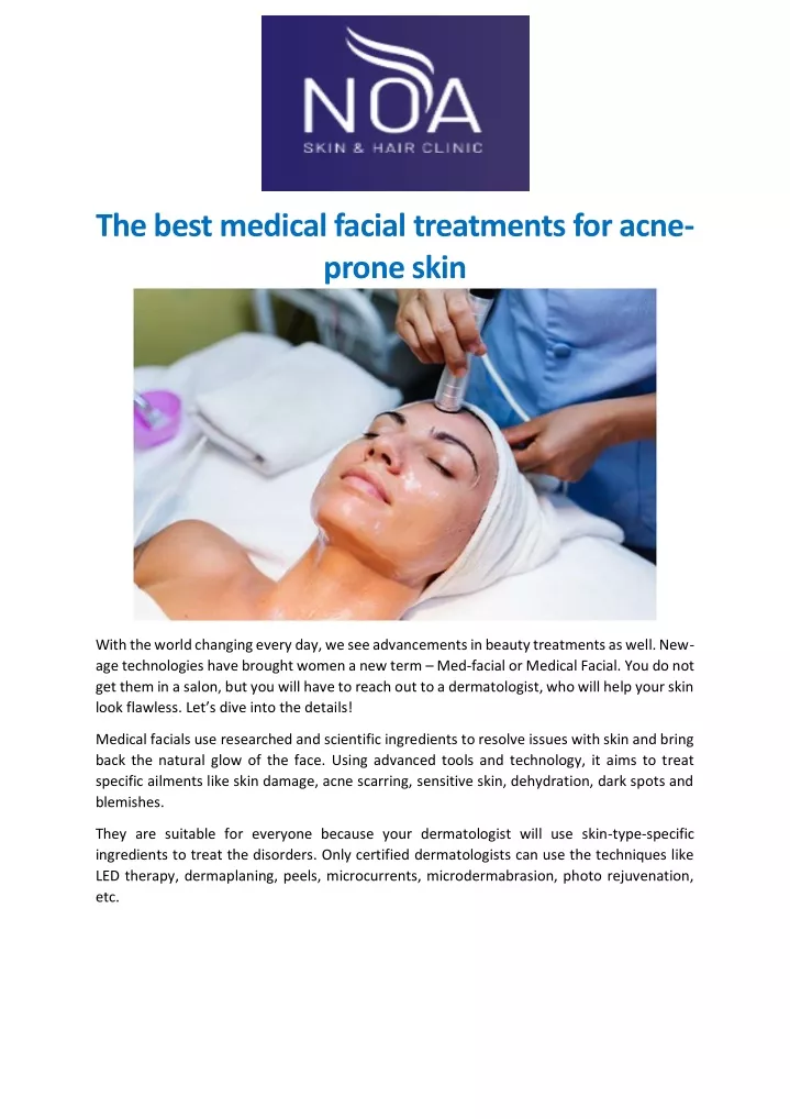 the best medical facial treatments for acne prone