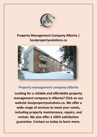 Property Management Company Alberta | Soulpropertysolutions.ca