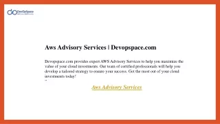 Aws Advisory Services  Devopspace.com