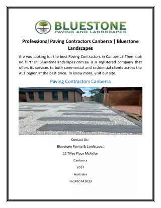 Professional Paving Contractors Canberra Bluestone Landscapes