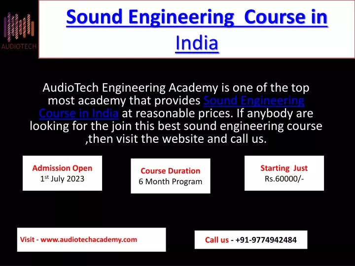 sound engineering course in india
