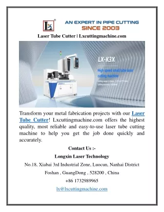 Laser Tube Cutter  Lxcuttingmachine