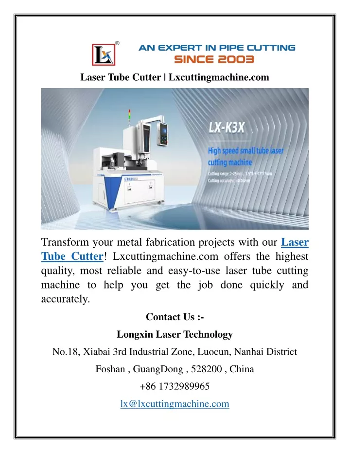 laser tube cutter lxcuttingmachine com