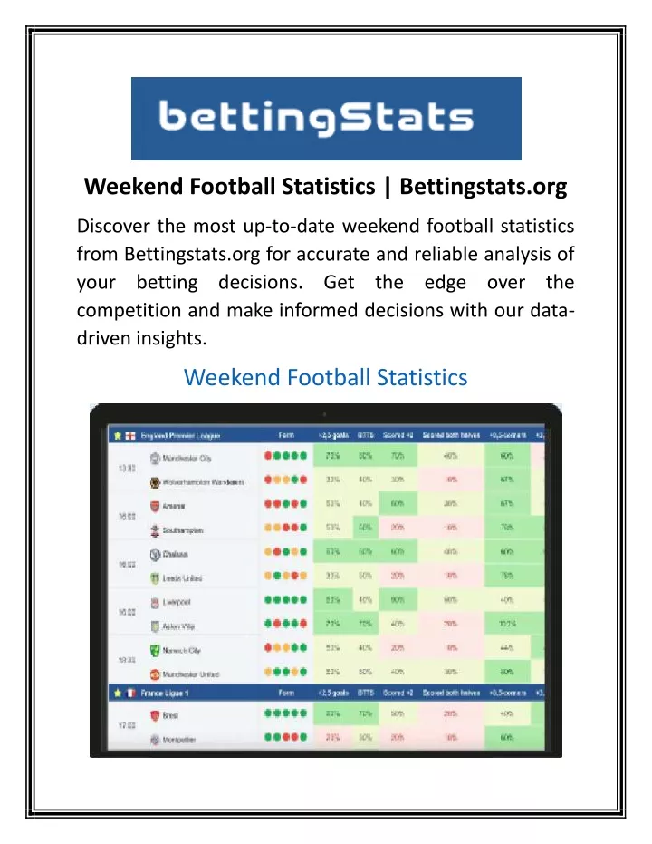 weekend football statistics bettingstats org