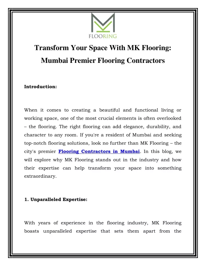 transform your space with mk flooring