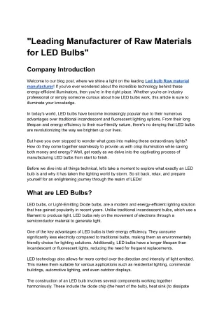 _Leading Manufacturer of Raw Materials for LED Bulbs