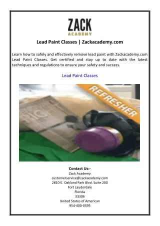 Lead Paint Classes Zackacademy