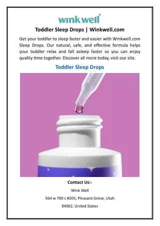 Toddler Sleep Drops  Winkwell.com