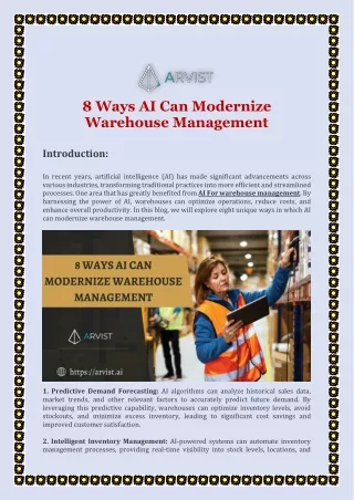 8 Ways AI Can Modernize Warehouse Management