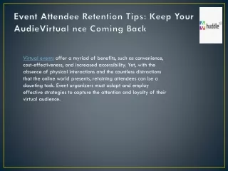 Virtual Event Attendee Retention Tips