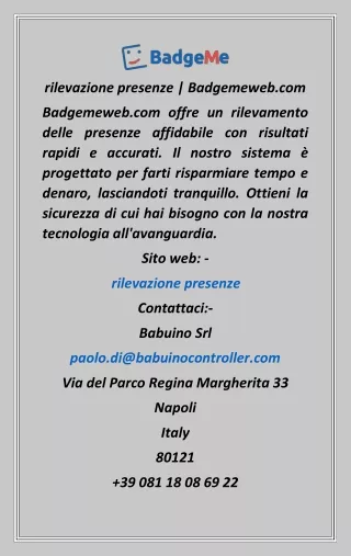 rilevazione presenze  Badgemeweb