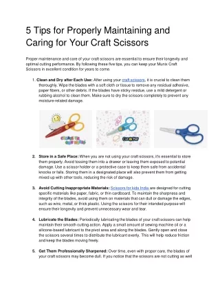 5 Tips for Properly Maintaining and Caring for Your Craft Scissor