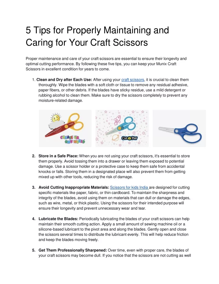 5 tips for properly maintaining and caring for your craft scissors