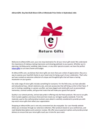 eReturnGifts -Buy Best Bulk Return Gifts at Wholesale Price Online in Hyderabad, India