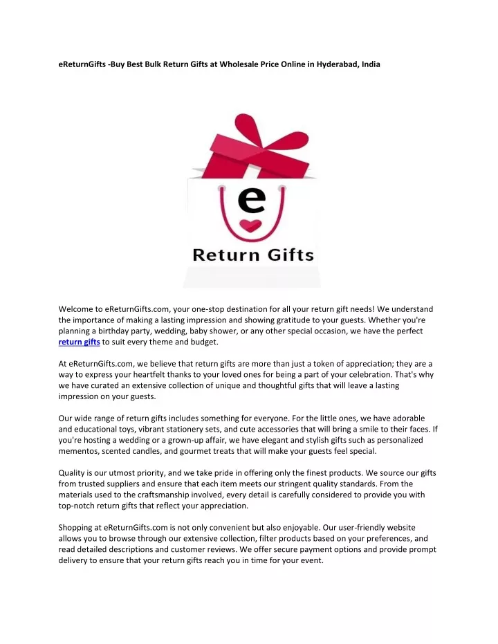 ereturngifts buy best bulk return gifts