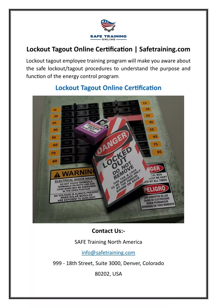 lockout tagout online certification safetraining