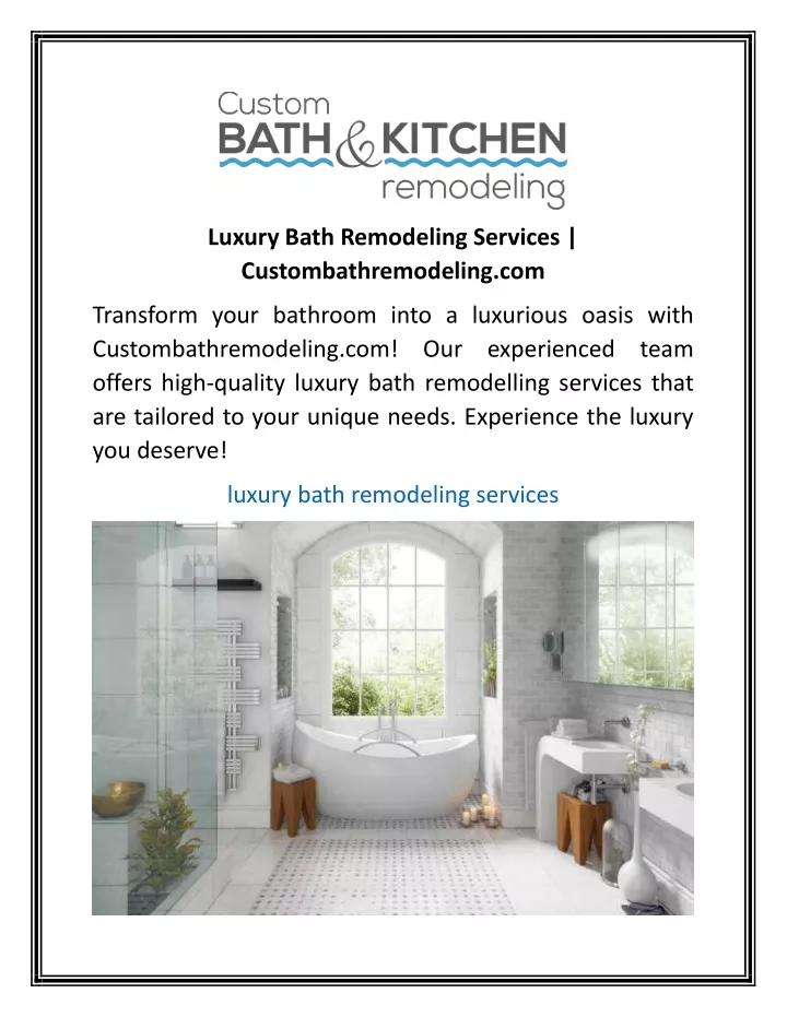 luxury bath remodeling services